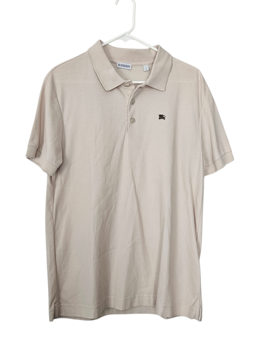 Burberry Men's Light Beige Polo Shirt with Logo Size L